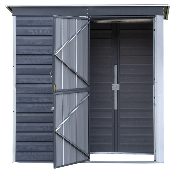 Arrow Shed-In-A-Box Steel Shed 6 x 4 Ft. In Galvanized Charcoal/Cream