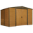 Arrow Woodridge Steel Shed In Coffee/Woodgrain