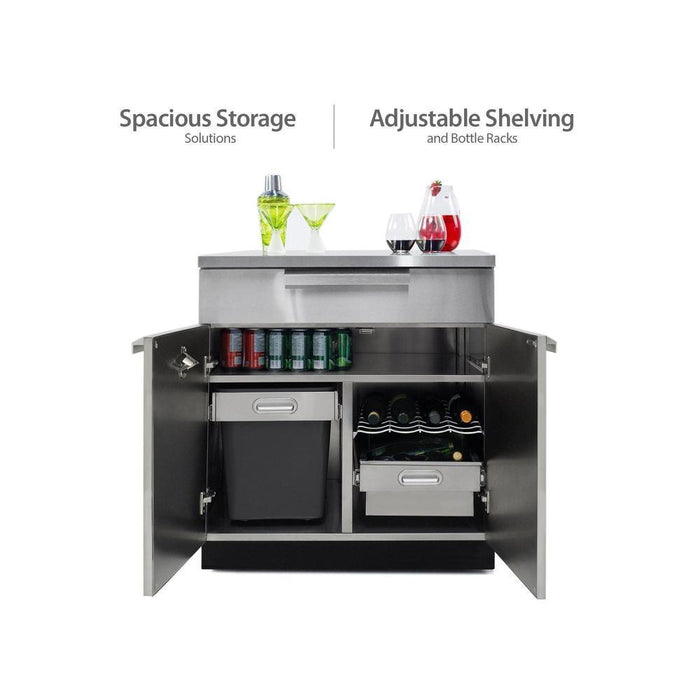 Newage Products Outdoor Kitchen Cabinets Classic Stainless Steel 4-Piece Set With 40" Insert Grill Cabinet And 32" Countertop
