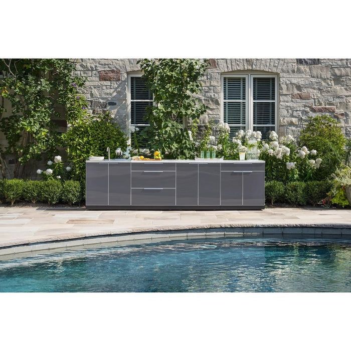 Newage Products Outdoor Kitchen Cabinets Slate Gray Aluminum 5-Piece Set With Prep Table