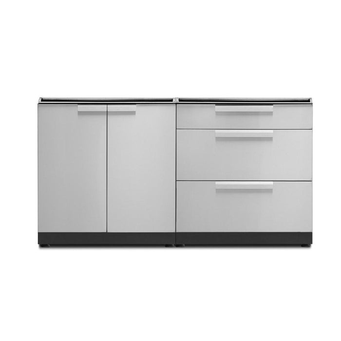 Newage Products Outdoor Kitchen Cabinets Stainless Steel 3-Piece Set With 3-Drawer Cabinet And 64" Countertop